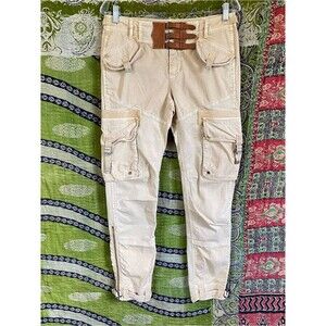 Rare Vintage Y2K Ralph Lauren Khaki Skinny Cargo Industrial Grunge Pants Size 8